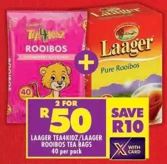 Shoprite LAAGER TEA4KIDZ/LAAGER ROOIBOS TEA BAGS offer