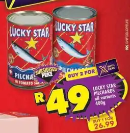 Shoprite LUCKY STAR PILCHARDS all variants 400g offer