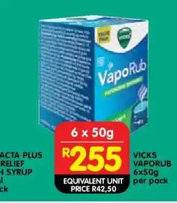 Shoprite VICKS VAPORUB 6x50g per pack offer