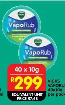 Shoprite VICKS VAPORUB 40x10g per pack offer