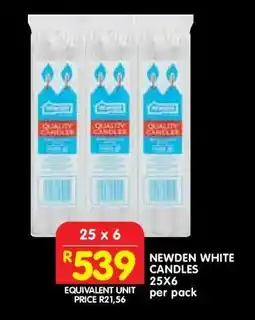 Shoprite NEWDEN WHITE CANDLES 25X6 offer