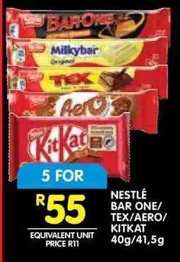 Shoprite NESTLÉ BAR ONE/TEX/AERO/KITKAT 40g/41,5g offer