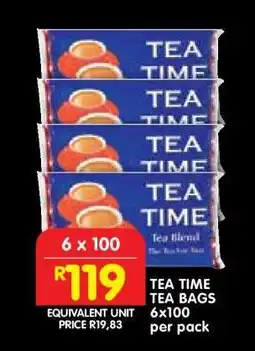 Shoprite TEA TIME TEA BAGS 6x100 offer