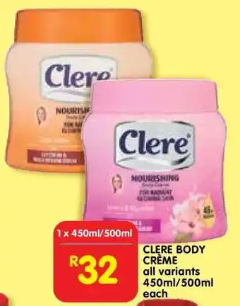 Shoprite CLERE BODY CREME offer