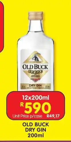 Shoprite OLD BUCK DRY GIN 200ml offer