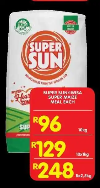 Shoprite SUPER SUN/IWISA SUPER MAIZE MEAL EACH offer