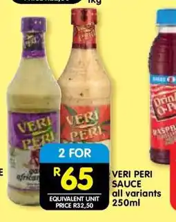 Shoprite VERI PERI SAUCE all variants 250ml offer