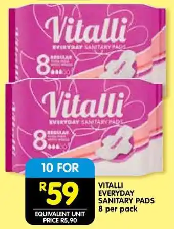 Shoprite VITALLI EVERYDAY SANITARY PADS offer