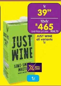 Shoprite JUST WINE all variants offer
