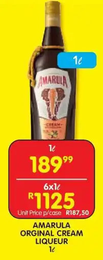 Shoprite AMARULA ORIGINAL CREAM LIQUEUR offer