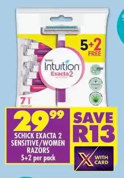 Shoprite SCHICK EXACTA 2 SENSITIVE/WOMEN RAZORS offer