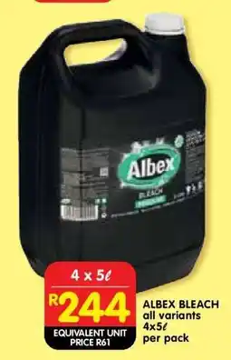 Shoprite ALBEX BLEACH all variants 4x5ℓ per pack offer
