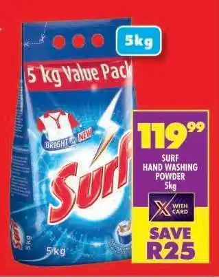 Shoprite SURF HAND WASHING POWDER 5kg offer
