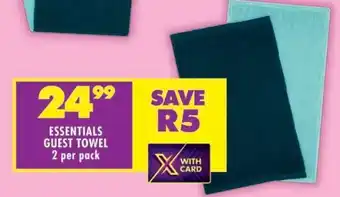 Shoprite ESSENTIALS GUEST TOWEL 2 per pack offer
