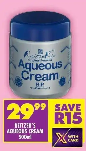 Shoprite REITZER'S AQUEOUS CREAM 500ml offer