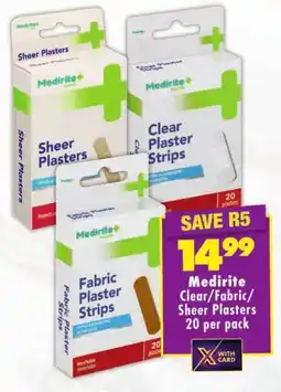 Shoprite Medirite Clear/ Fabric/ Sheer Plasters offer