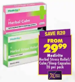 Shoprite Medirite Herbal Stress Relief/ Calm/ Sleep Capsules offer
