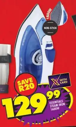 Shoprite Essentials steam iron 1600w offer