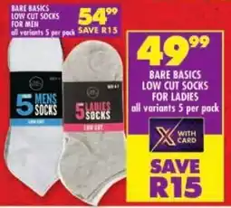 Shoprite Bare basics low cut socks for ladies offer