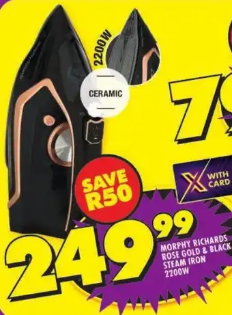 Shoprite Morphy richards rose gold & black steam iron 2200w offer