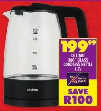 Shoprite Ottimo 360° glass cordless kettle offer