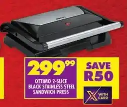 Shoprite Ottimo 2-slice black stainless steel sandwich press offer