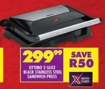 Shoprite Ottimo 2-slice black stainless steel sandwich press offer