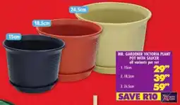 Shoprite Mr. gardener victoria plant pot with saucer offer
