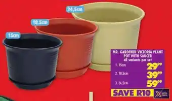 Shoprite Mr. gardener victoria plant pot with saucer offer