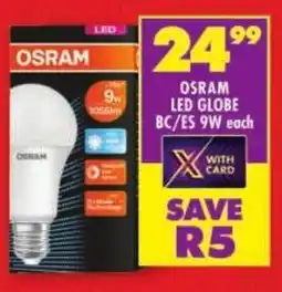 Shoprite Osram led globe bc/es 9w offer