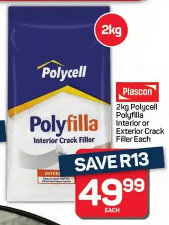 Pick n Pay Hypermarket Plascon Polycell Polyfilla Interior or Exterior Crack Filler offer