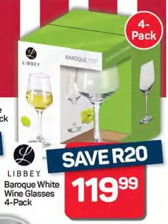 Pick n Pay Hypermarket Libbey Baroque White Wine Glasses 4-Pack offer