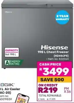 Game Hisense 198 L Chest Freezer H245CFS offer
