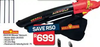 Pick n Pay Hypermarket WOLF-Garten 3500W Blower Vacuum offer