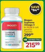 Dis-Chem Biogen Supreme Omega-3 60 Plus 10 Soft Gelatine Capsules offer