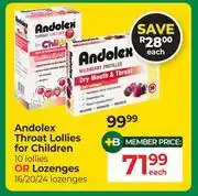 Dis-Chem Andolex Throat Lollies For Children 10 Lollies Or Lozenges 16/20/24 Lozenges-Each offer