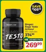 Dis-Chem Biogen Rage Testo Armour 120 Capsules offer