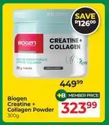 Dis-Chem Biogen Creatine + Collagen Powder-300g offer
