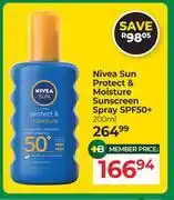 Dis-Chem Nivea Sun Protect & Moisture Sunscreen Spray SPF50+-200ml offer