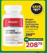 Dis-Chem Biogen Supreme Co-Enzyme Q10 300mg 30 Vegetable Capsules offer