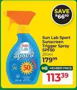 Dis-Chem Sun Lab Sport Sunscreen Trigger Spray SPF50-250ml offer