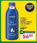Dis-Chem Nivea Ladies Body Lotion Or Cream-400ml offer