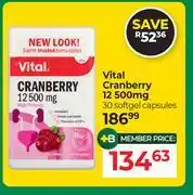 Dis-Chem Vital Cranberry 12 500mg 30 Softgel Capsules offer