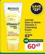 Dis-Chem Garnier Even & Matte Vitamin C Cleansing Foam-100ml offer