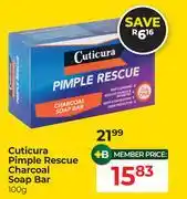 Dis-Chem Cuticura Pimple Rescue Charcoal Soap Bar-100g offer