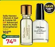 Dis-Chem Sally Hansen Vitamin E Nail & Cuticle Oil Or Advanced Hard As Nails Strengthener-13.3ml offer