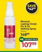 Dis-Chem Rimmel Lasting Finish Fix & Go Setting Spray-100ml Each offer