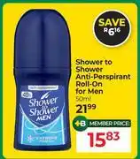 Dis-Chem Shower To Shower Anti Perspirant Roll On For Men-50ml offer