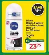 Dis-Chem Nivea Black & White Anti Perspirant Roll On For Women-50ml offer