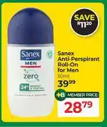 Dis-Chem Sanex Anti Perspirant Roll On For Men-50ml offer